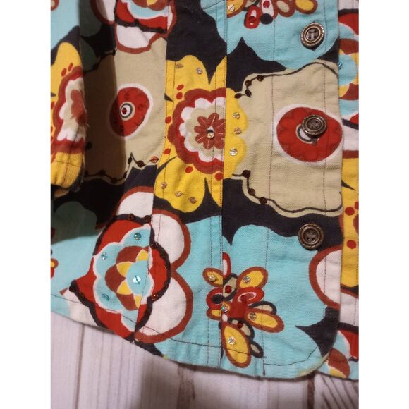 Gandy Courture Jacket Ladies Small Retro Floral Denim - Picture 4 of 6